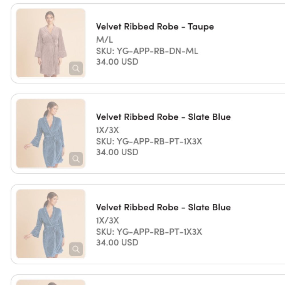 Multiple Birdy Grey velvet Robes